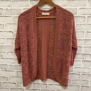 Women’s Pink Republic pinkish orange open front/knit half sleeve cardigan Small